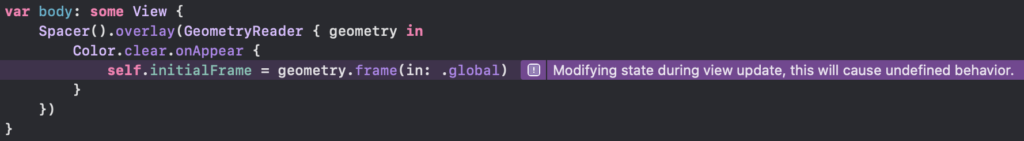 Runtime error: Modifying state during view update, this will cause undefined behavior.